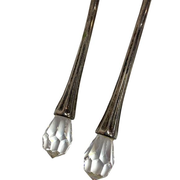 Vintage Silverplate Demitasse Spoon Crystal Handle Pair Set of 2 - Picture 4 of 7